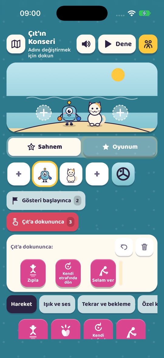 Senin Yerin: Çıt'ın Konseri sahnesi; karakterlere dokununca ne yapacakları kartlarla yazılıyor.